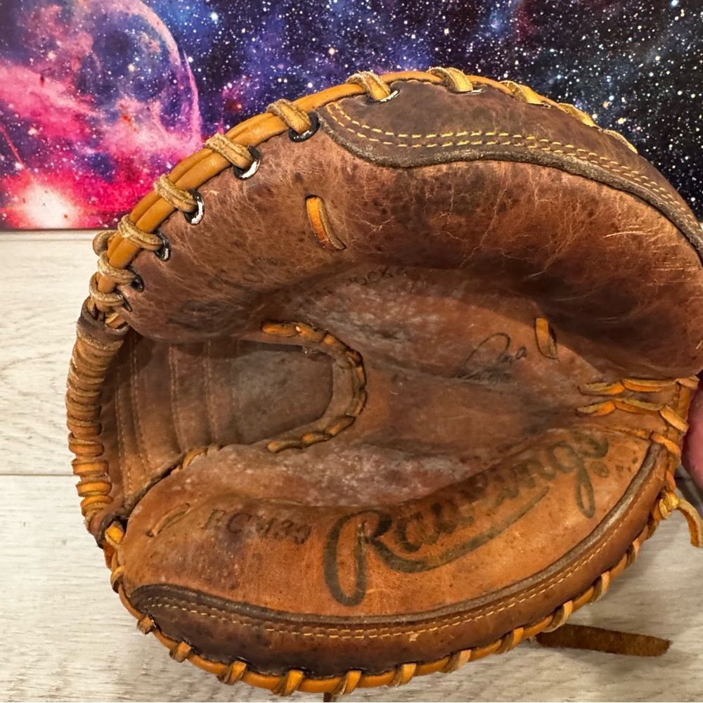 Vintage Rawlings RHT Mike Piazza RCM30 Baseball Catchers Mitt Lite Toe Leather - Picture 8 of 9